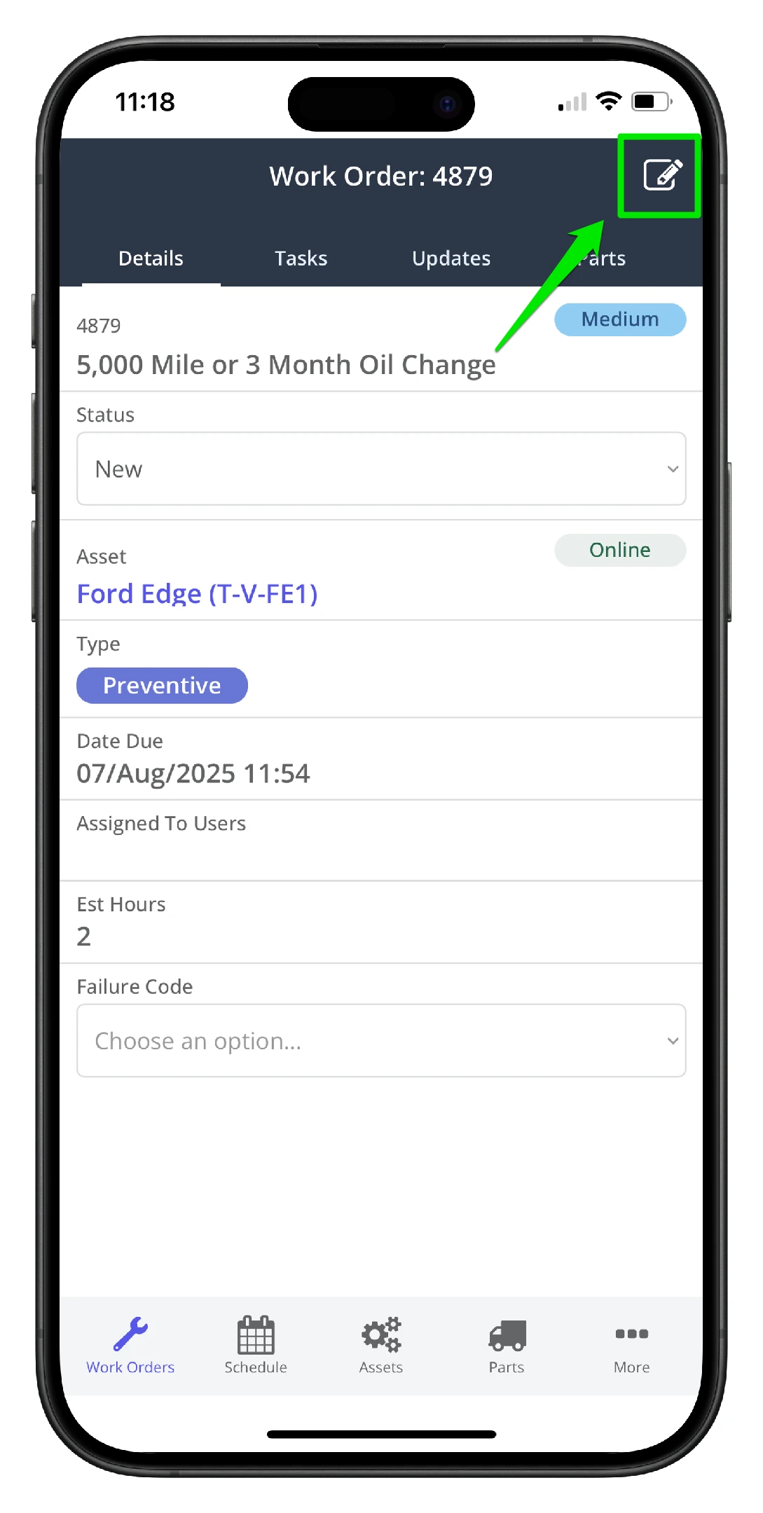 Edit Work Order on Mobile - 1