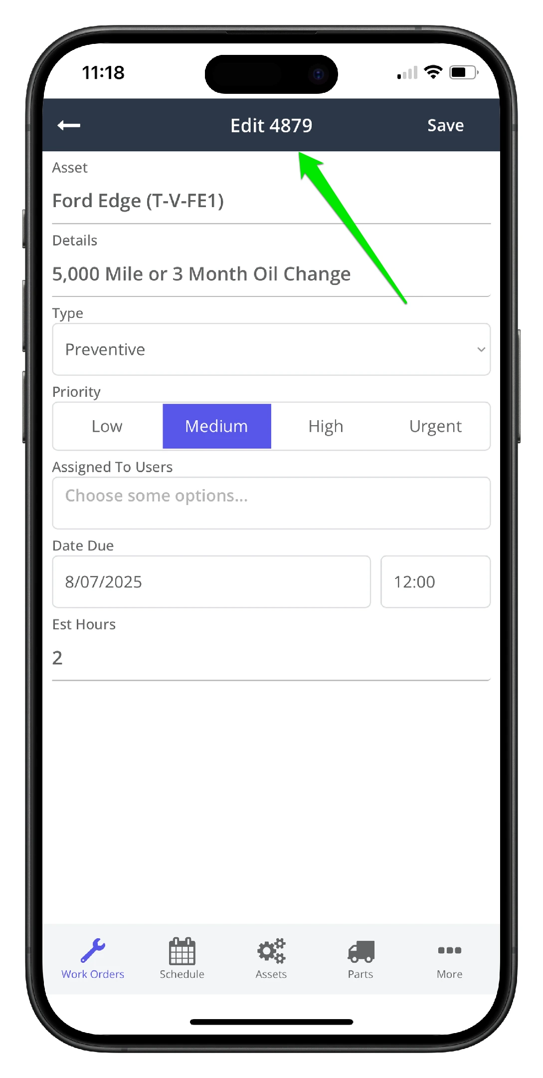 Edit Work Order on Mobile - 2
