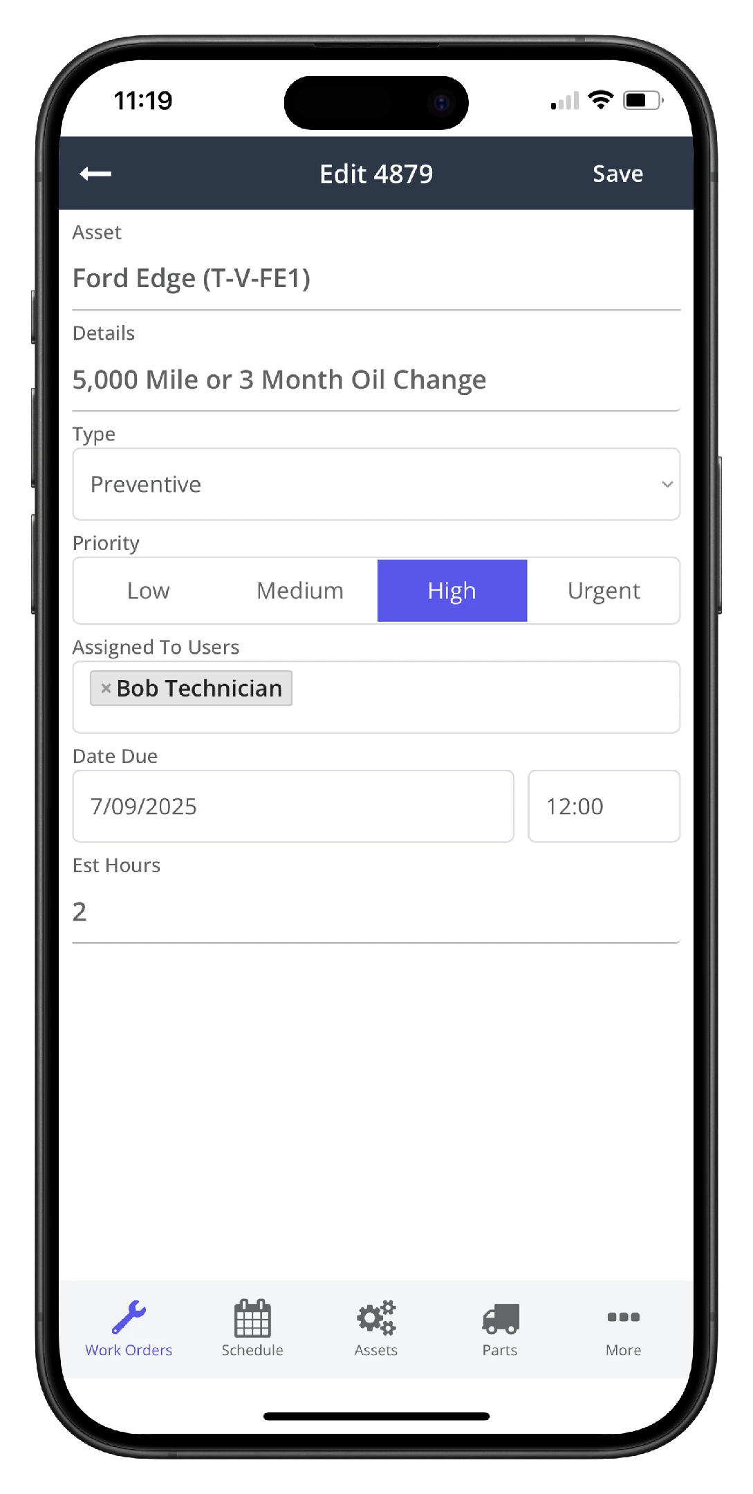 Edit Work Order on Mobile - 3