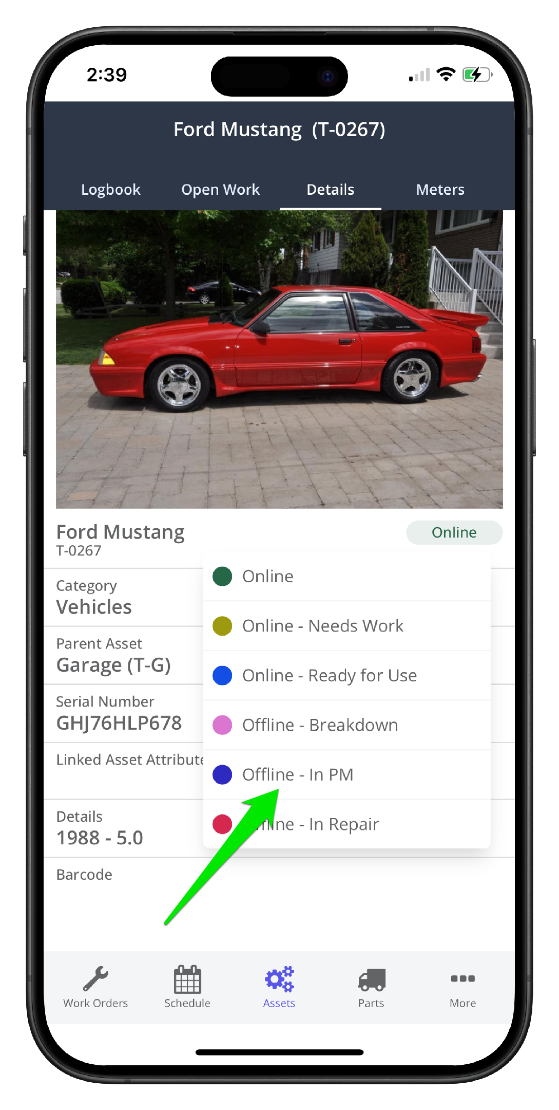 Set an Asset Offline/Online on Mobile - 5