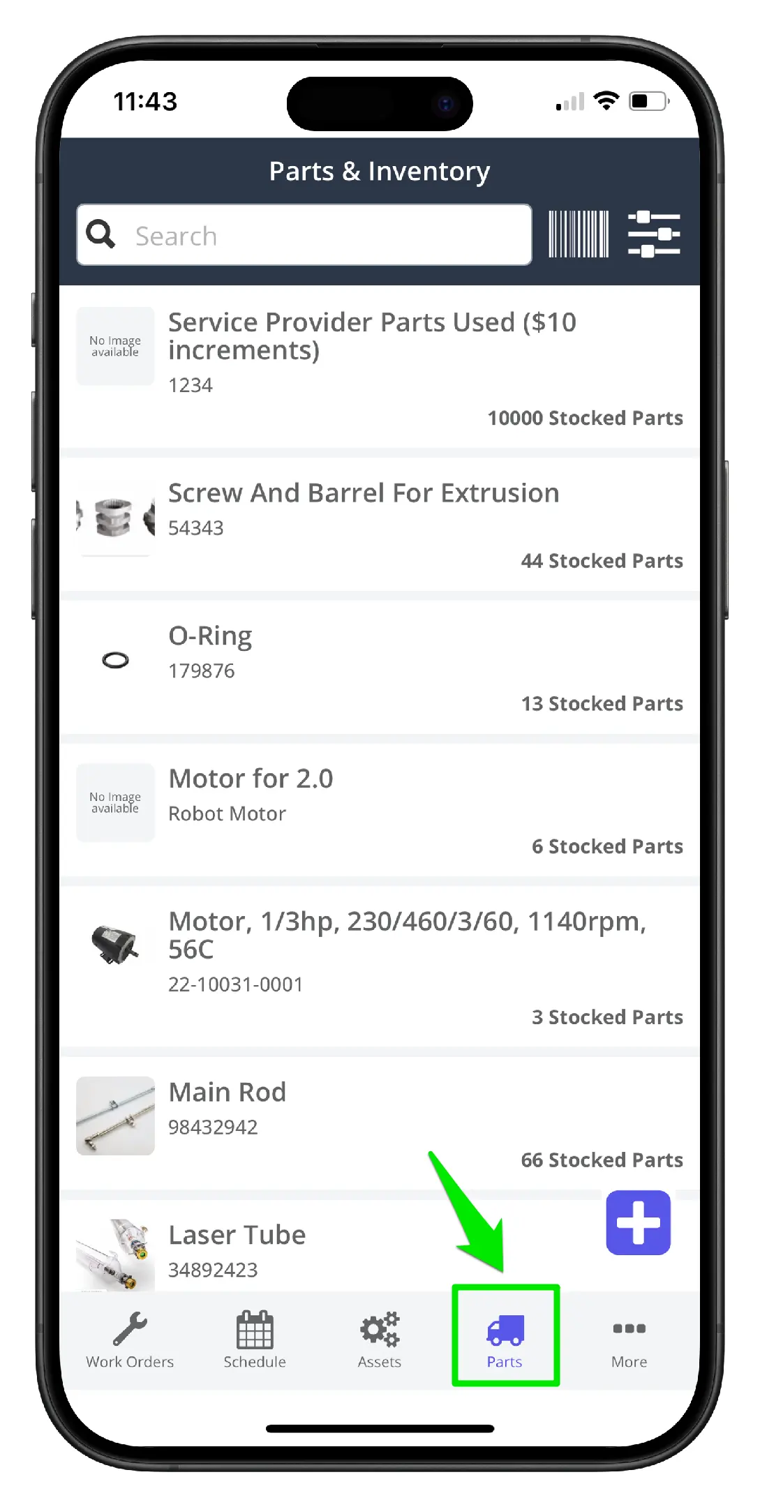 Add a Part using the Mobile App - 1