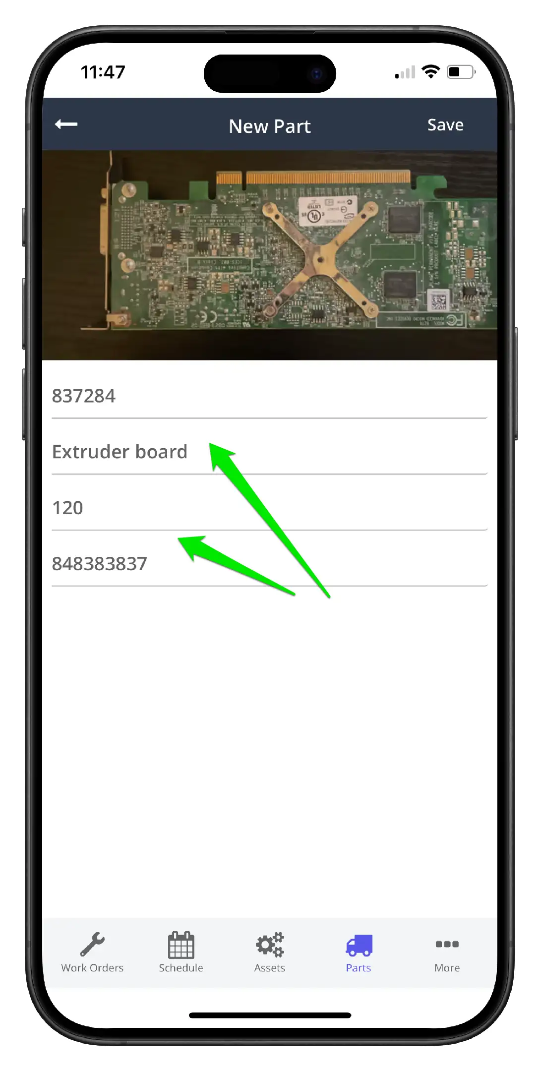 Add a Part using the Mobile App - 6