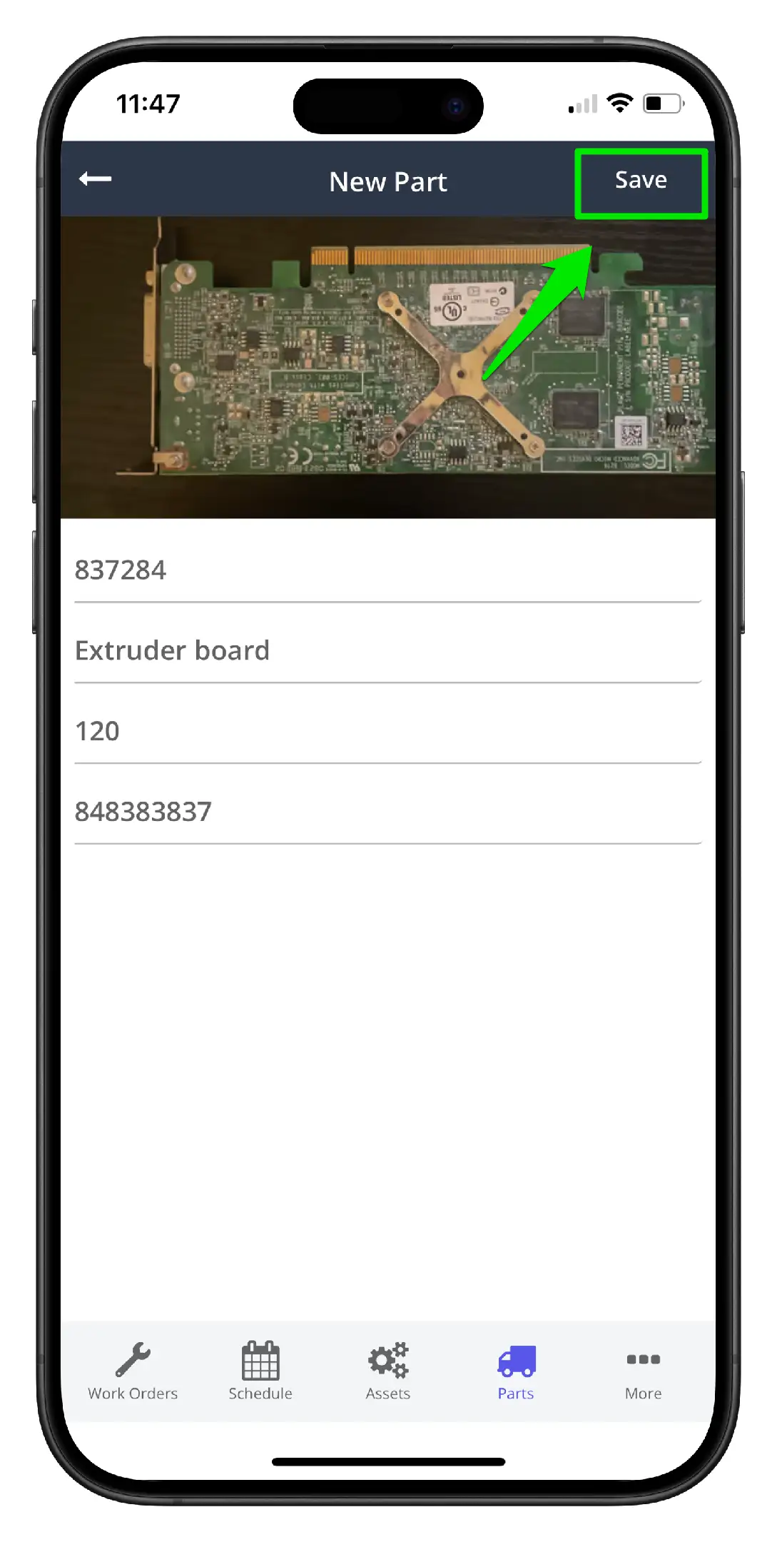 Add a Part using the Mobile App - 7