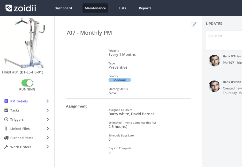 Automated preventive maintenance scheduling