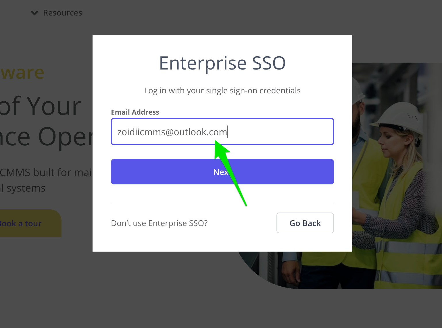 Zoidii CMMS - Enter Email address