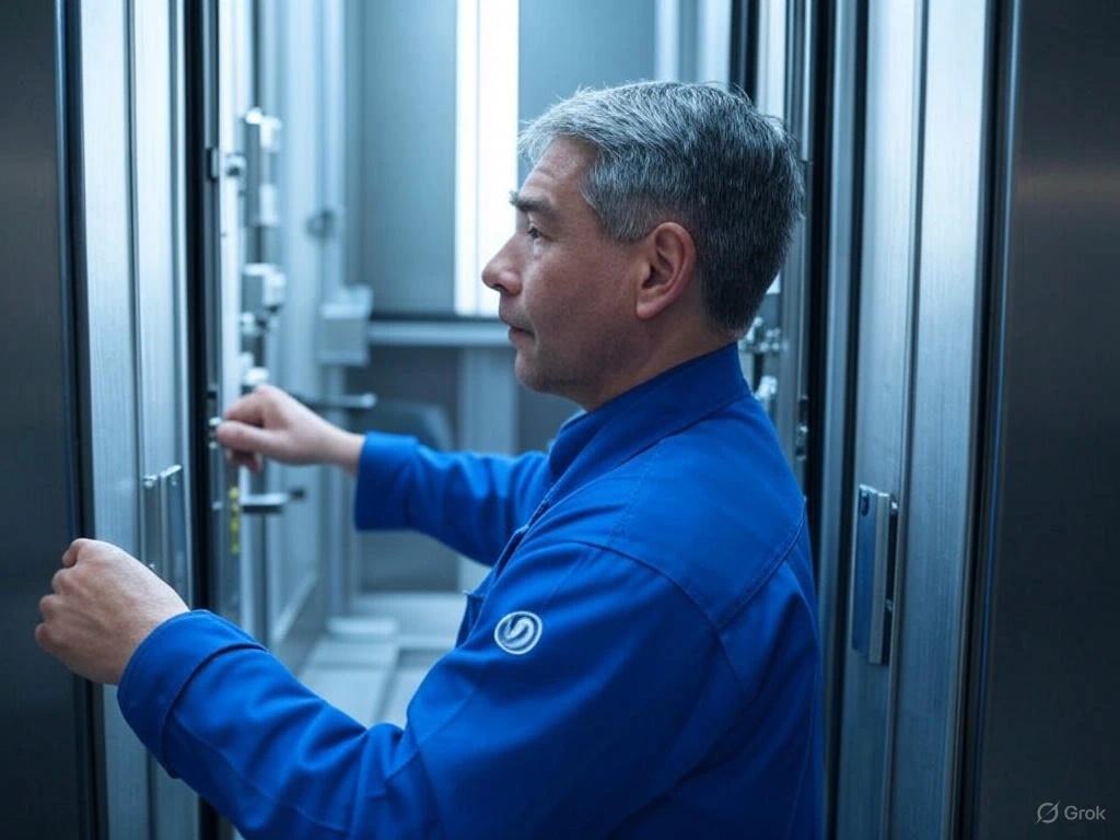 technician performing elevator maintenance