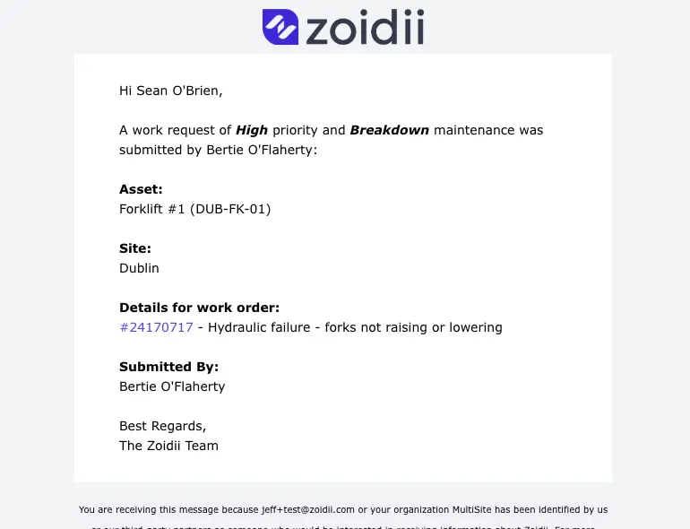 Zoidii CMMS Notification
