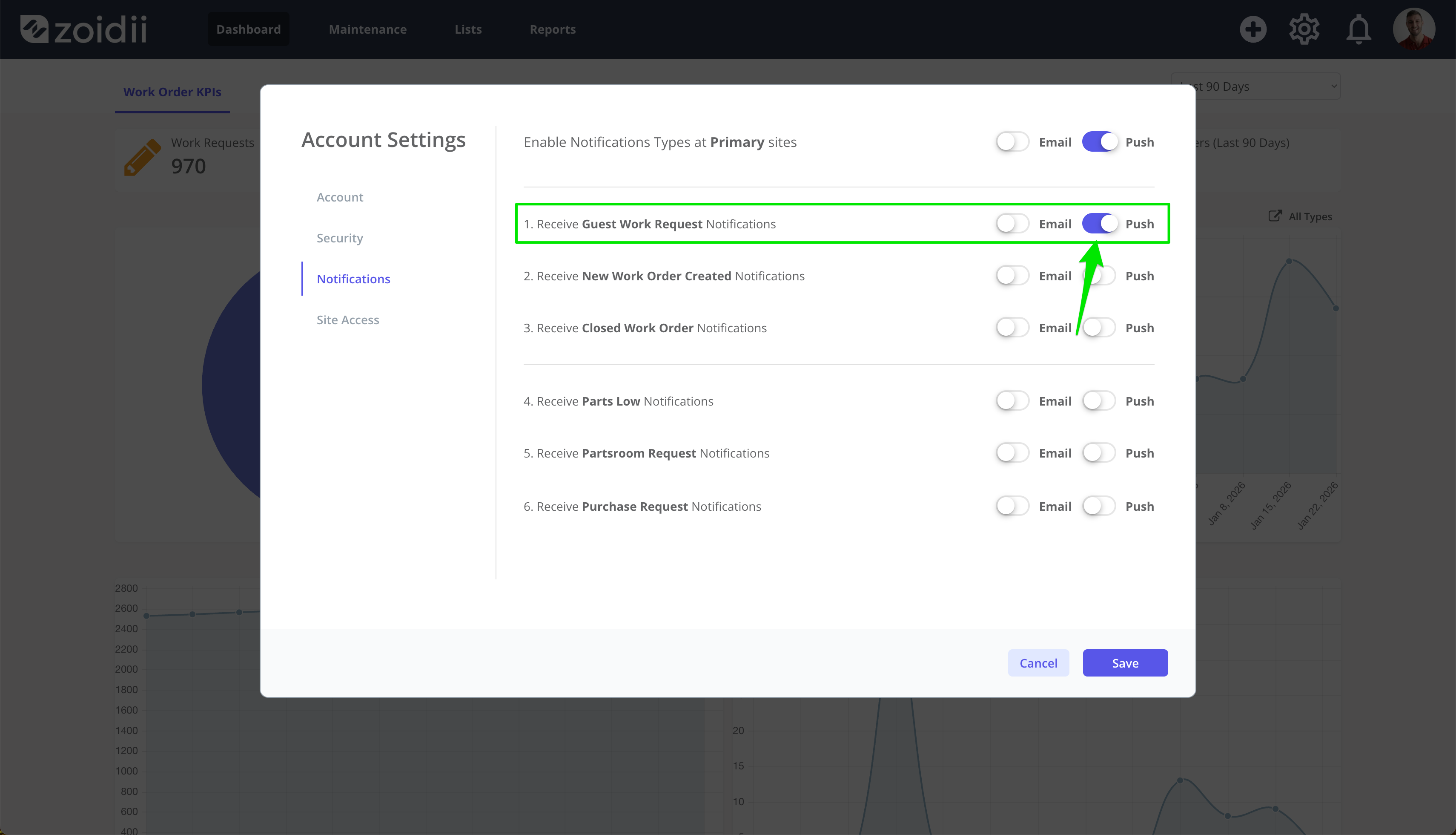 Work Order System Notifications - Push