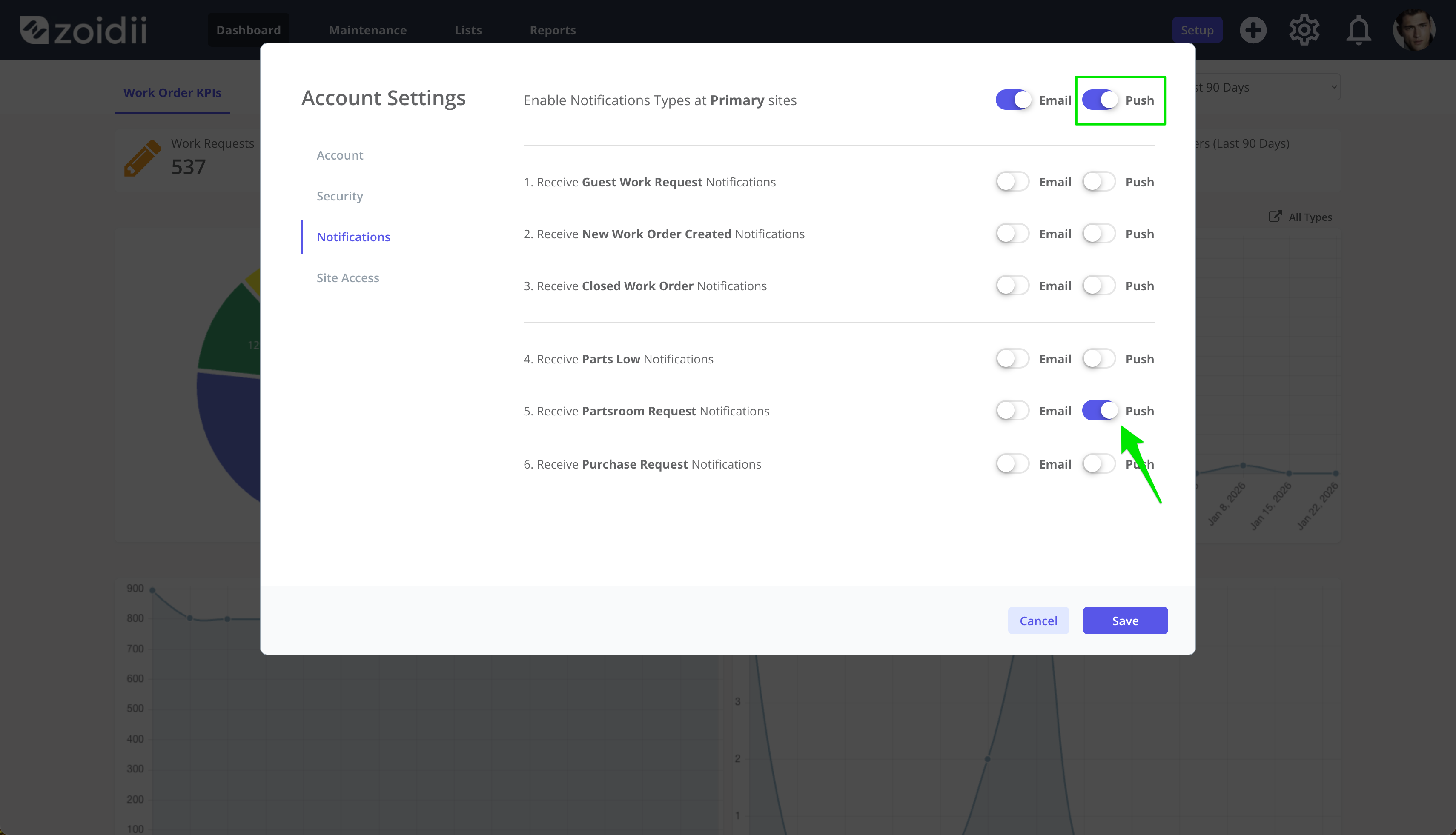 Zoidii Enable Parts Push Notifications