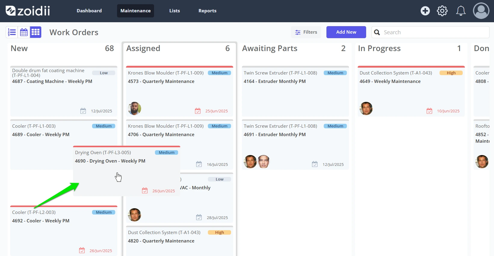 Work Order Kanban View Overview - 4