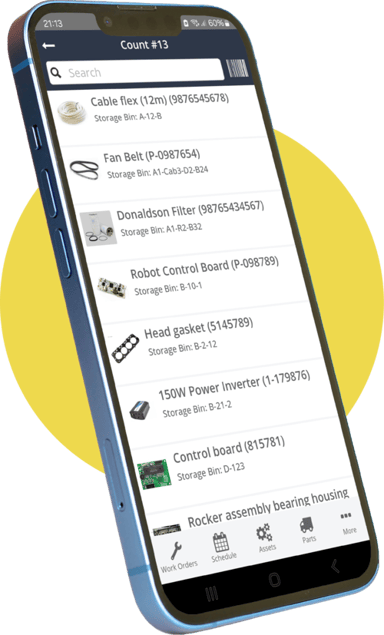 Zoidii mobile app parts count screen